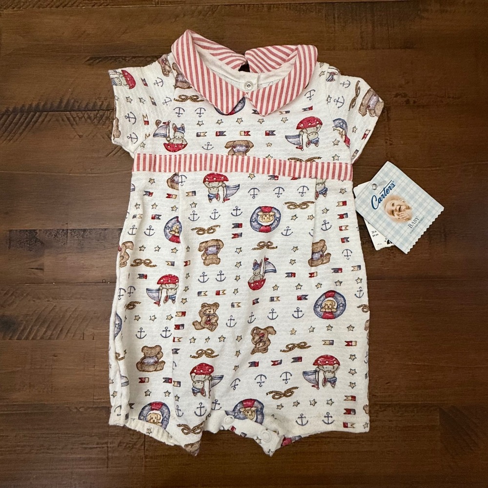 Vintage 90s Carter NEW infant Outfit Teddy Bears Sailors Girls 0-3 mos